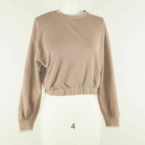 Zara Brown Boxy Cropped Sweatshirt Womens Sz L